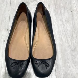 Tory Burch Black Leather Bow Top Flats |